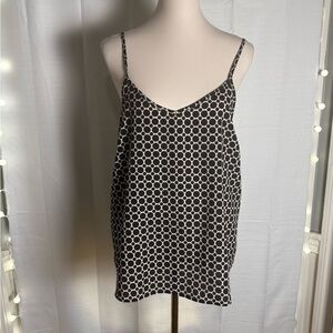 Double Zero Black and Cream Geometric Camisole